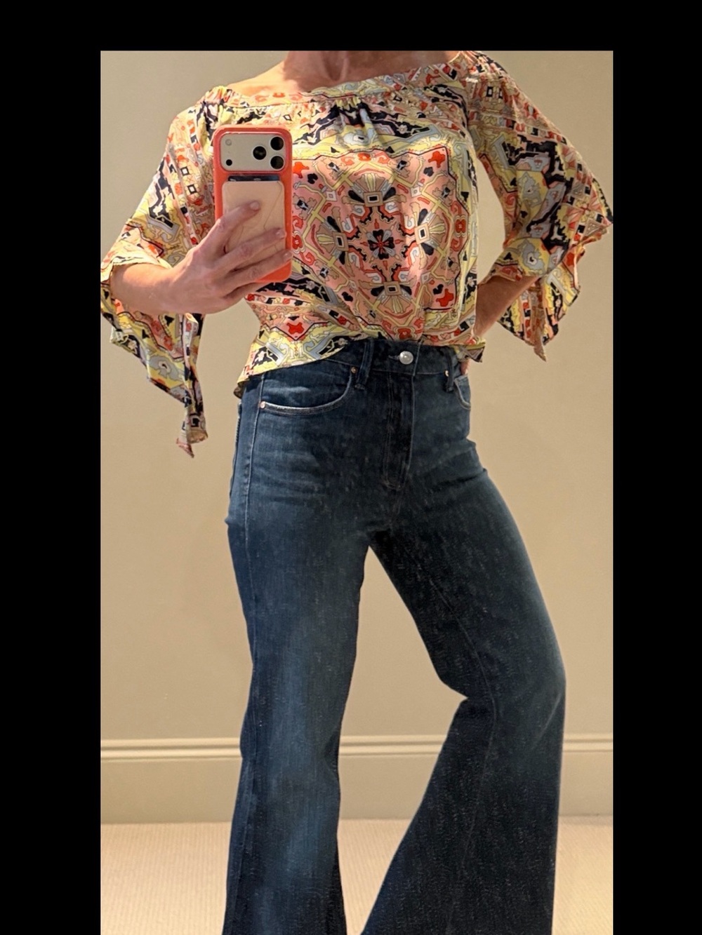 Alice & Trixie Navy and Pink Multi Off-Shoulder Printed Top